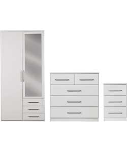 3-Piece 2 Door Wardrobe Package - White