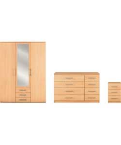 3 Piece 3 Door Wardrobe Package - Pine