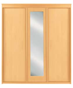 3 Sliding Door Mirrored Robe - Beech