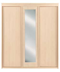 3 Sliding Door Mirrored Robe - Maple