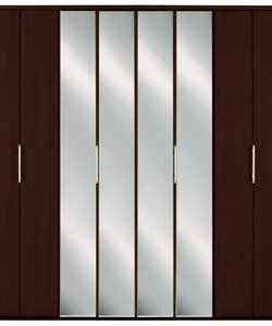 Mirrored 4 Bi-Fold Door Wardrobe - Wenge