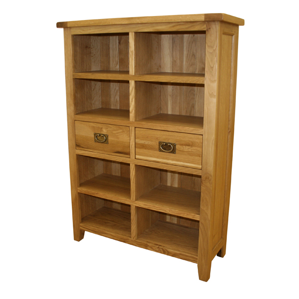 Vancouver Oak Petite 2 Drawer Wide Bookcase