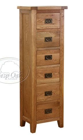 Oak Petite 6 Drawer Tall Chest