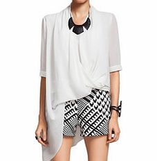 Vanillachocolate Off-white drape front layered blouse