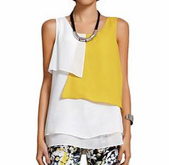 Yellow and white layered top