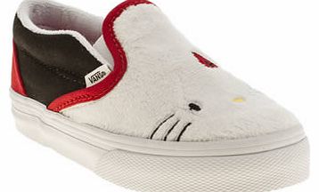 kids vans white & red classic slip-on hello