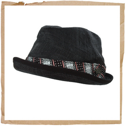 Straw Fedora Black