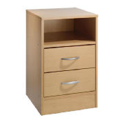 2 drawer Bedside table, Beech effect