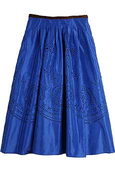 Vera Wang Taffeta Eyelet Skirt