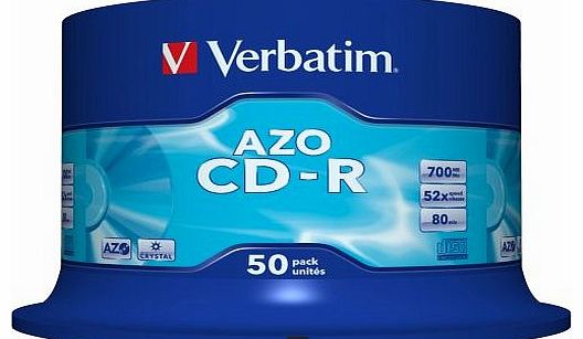 Verbatim 43343 700MB 52x CD-R AZO Crystal 50 Pack Spindle