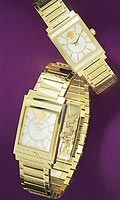 Mens Landmark 18ct. Gold Plate Champagne Dial Bracelet Watch