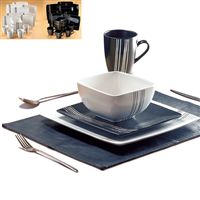 16 plus 16 Square Contrast Branch Dinner Set