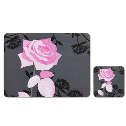 Pink rose coasters - set of 4