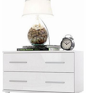 Vladon Bedroom Bedside Cabinet Kioto in White / White High Gloss