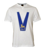 White T-Shirt with Blue Logo