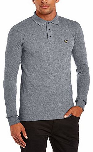  Jeans Mens Tim Button Front Long Sleeve Polo Shirt, Grey (Salt/Pepper), Medium