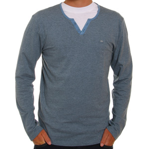 Hock V Henley Long sleeve tee - Airforce