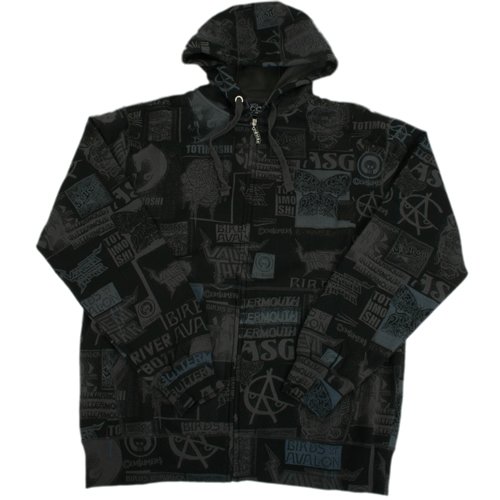 Mens Volcom Band Print Full Zip Hoody Charcoal