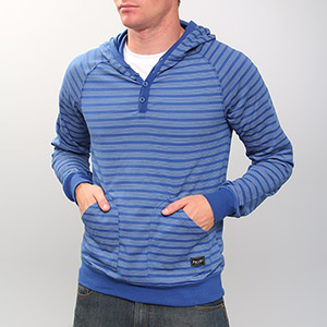 Optical Ripper Henley Hoody - Indigo Blue