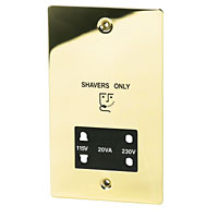 Shaver Socket Polished Brass Flat Plate