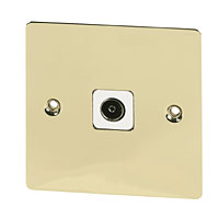 TV Skt Wht Ins Polished Brass Flat Plate