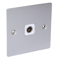 TV Skt Wht Ins Satin Chrome Flat Plate