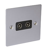 Twin TV Skt Blk Ins Satin Chrome Flat Plate