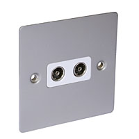 Twin TV Skt Wht Ins Satin Chrome Flat Plate