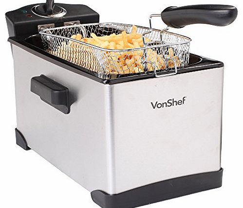 2.5L Oil Capacity Mini Deep Fryer - Stainless Steel 850g Food Capacity & Easy Clean