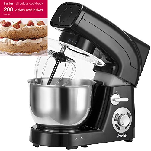 VonShef Stand Mixer, 5.5 Litre, 1200 Watt, Black