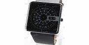 Slim Modern DESIGNER WATCH Retro Rotating Discs BLACK Jump Hour