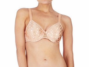 Nude spot mesh trim underwire bra