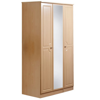 Amelie 3 Door Mirrored Wardrobe in Beech
