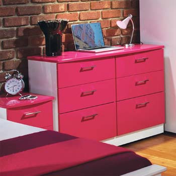 Emmeline High Gloss 3+3 Drawer Chest in White