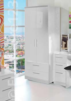 Hatherley High Gloss 2 Drawer 2 Door Wardrobe in