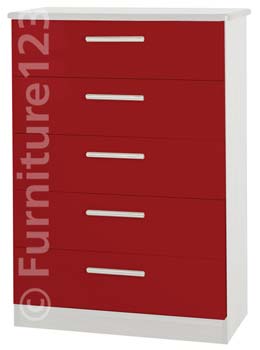 Hatherley High Gloss 5 Drawer Chest in White and