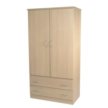 Stratford 2 Door 2 Drawer Wide Wardrobe in Light