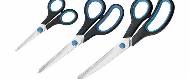 Easy Grip Soft Grip Scissor - Black/Blue (Set of 3)