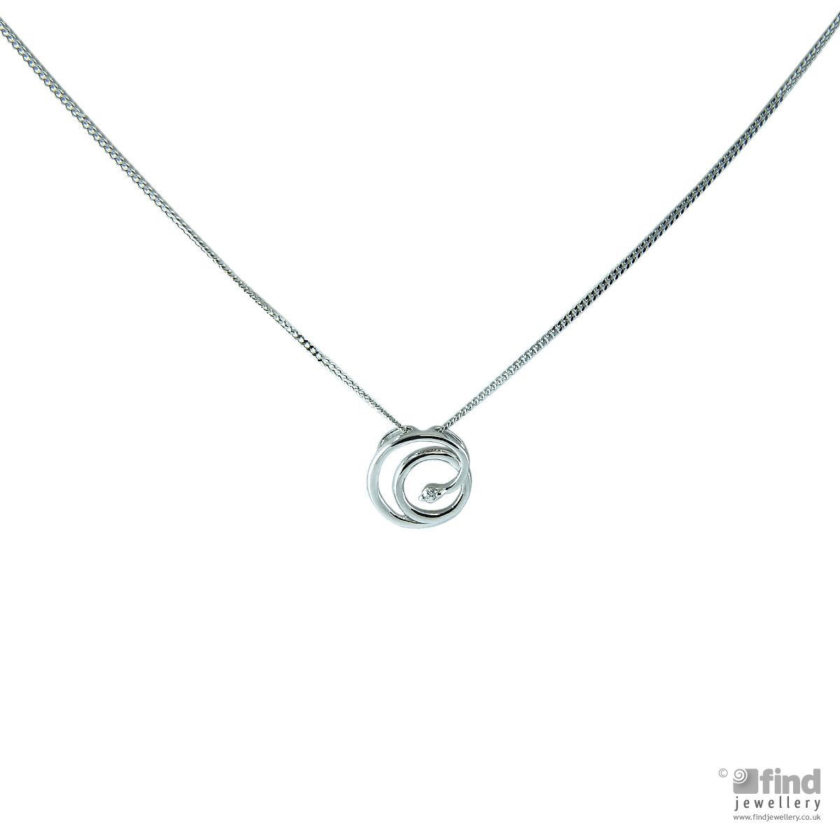 Ladies Sterling Silver Swirl Diamond Necklace