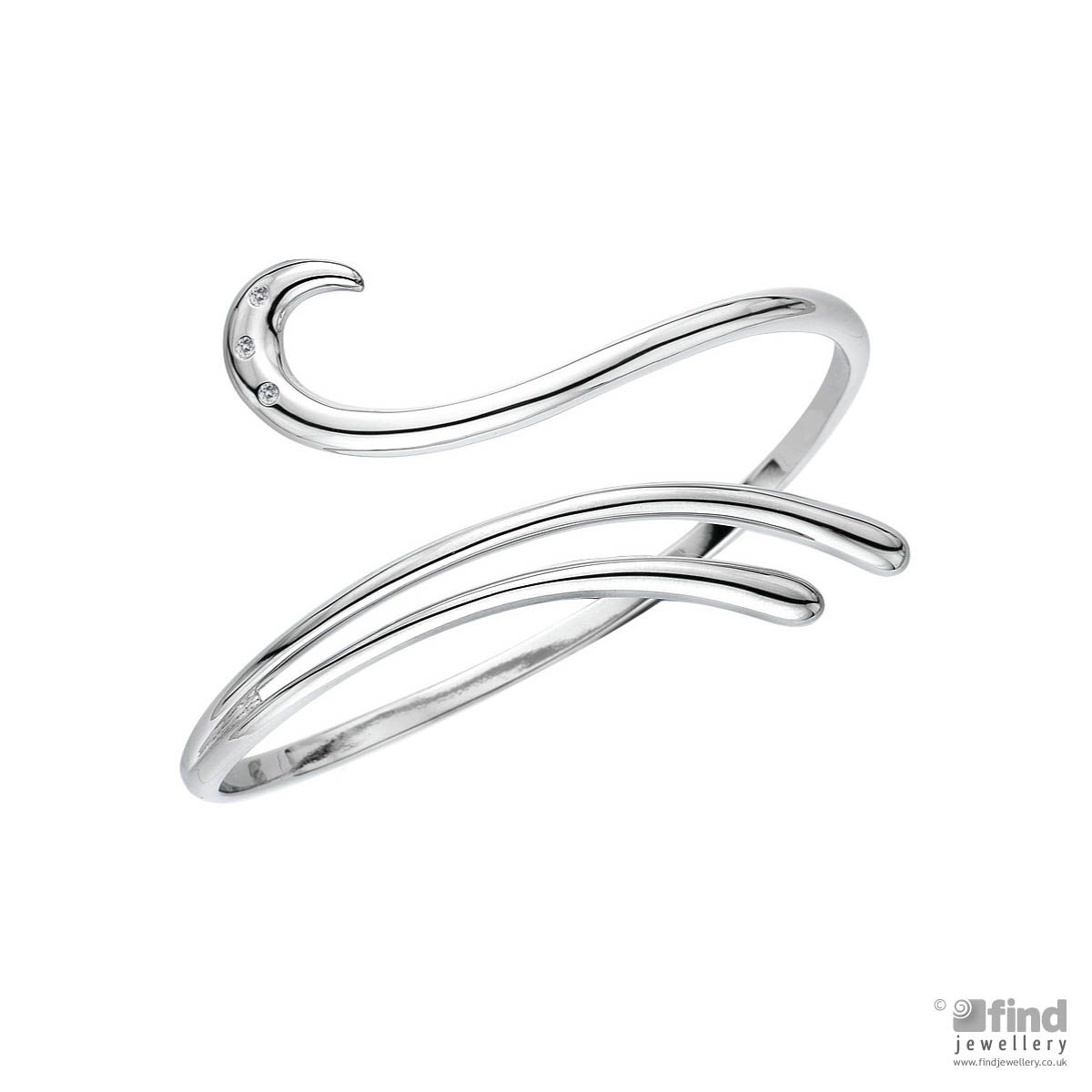 Sterling Silver Diamond Serpentine Bangle