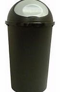 50 L LITRE BLACK KITCHEN BULLET BIN RUBBISH BIN WITH LARGER OPENING SILVER FLAP