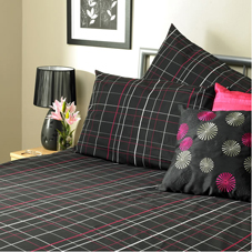 Check Line Duvet Set Black Double