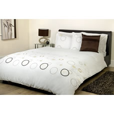 Orbit Duvet Set Embroidered Cream/Chocolate Double