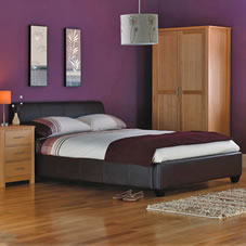 Paris Bed Faux Leather Brown Double