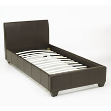 Paris Bed Faux Leather Brown Single