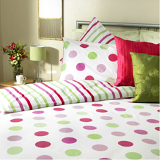 Spot/Stripe Duvet Set Pink/Green Double