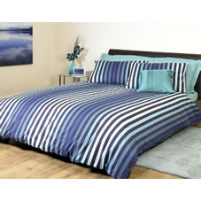 Stripe Duvet Set Blue Kingsize