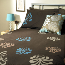 Tri Flower Duvet Set Chocolate Double