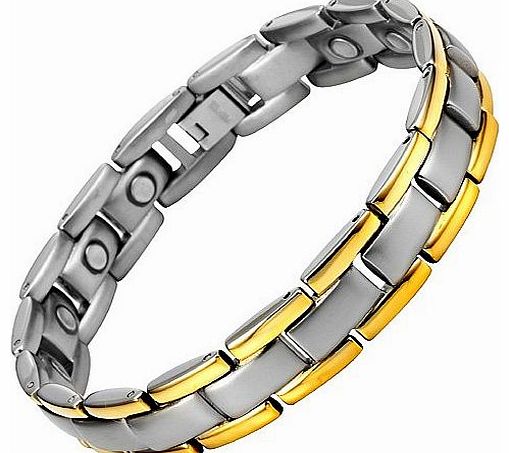 Mens Titanium Magnetic Bracelet In Black Velvet Gift Box + Free Link Removal Tool