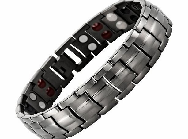 Mens Willis Judd New Four Element Gunmetal Titanium Magnetic Bracelet In Black Velvet Gift Box & Free Link Removal Tool